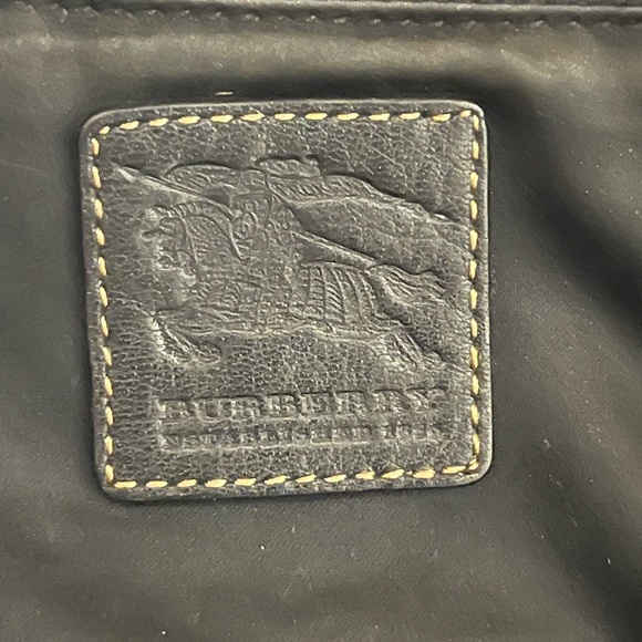 Burberry Black Leather Plaid Trim Satchel Bag - Picture 9 of 9